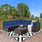 6Pcs Rattan Outdoor Sectional Sofa Set Patio Furniture Set W/ Navy Cushions